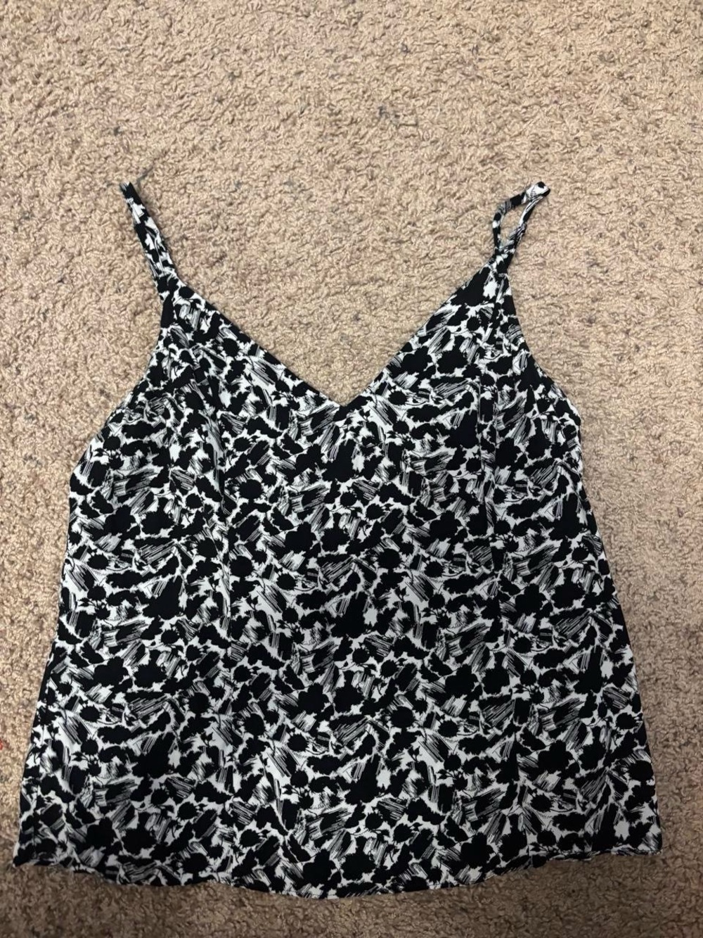 Madewell Black & White Floral V-Neck Spaghetti Strap Tank